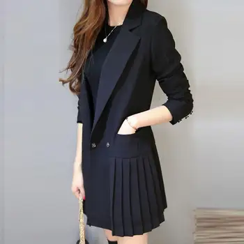 

Women Blazer Spring Fashion Office Sexy Pleated Coat Chaqueta Mujer Blazer Feminino Marynarka Damska Veste Femme Blazers Jasje