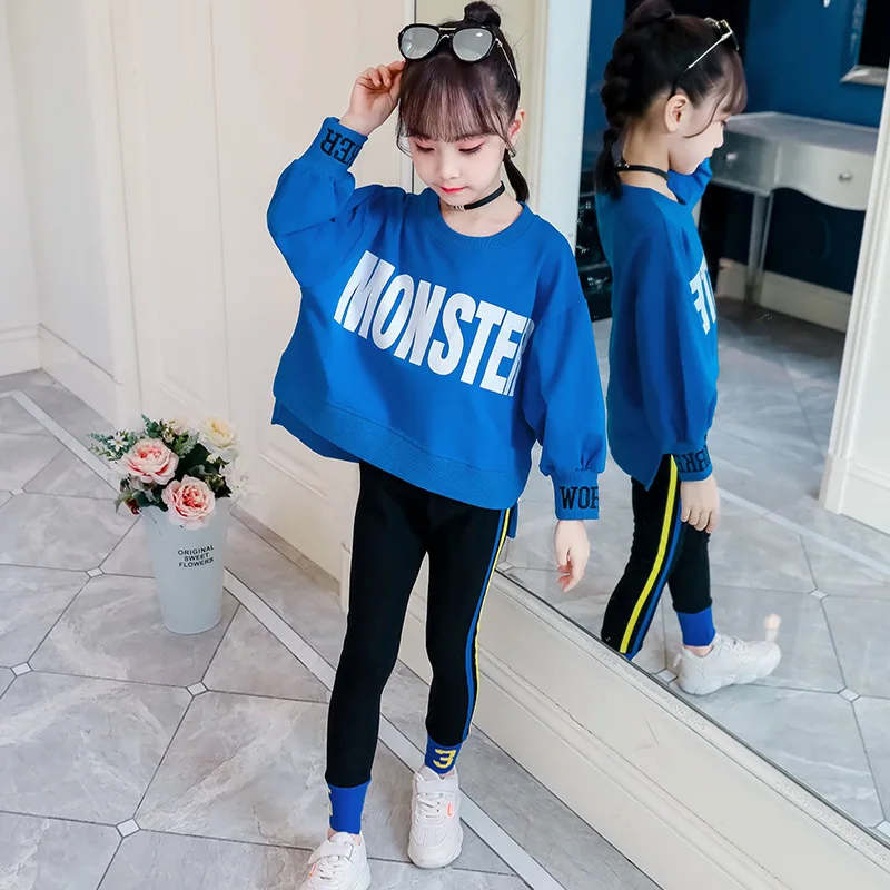 

Girls Autumn Set Korean-style 2019 Spring And Autumn New Style Big Boy Children Western Style Casual GIRL'S Hoodie Two-Piece Set