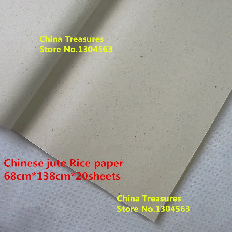 Papel de Escrita Folhas Chinês Juta Arroz Caligrafia Pintura Xuan Zhi Artesanal 4 Pés 68cm * 138cm 20 3 Water Color