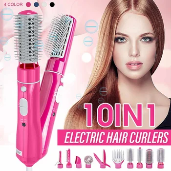 

AC110V/220V Hair Dryer Host 10 In 1 Multi-Function Comb Electric Hair Curler Styling Tool Stick Dryer Set Curling Pliers EU/US