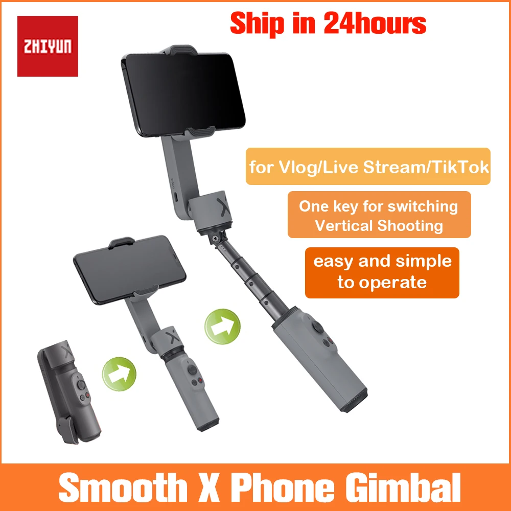 

Zhiyun Smooth X Handheld Gimbal Stabilizer for iPhone 11 Xs Max Xr X 8 Plus 7 Huawei Samsung Note10 S10, 2-Axis Phone Stabilizer