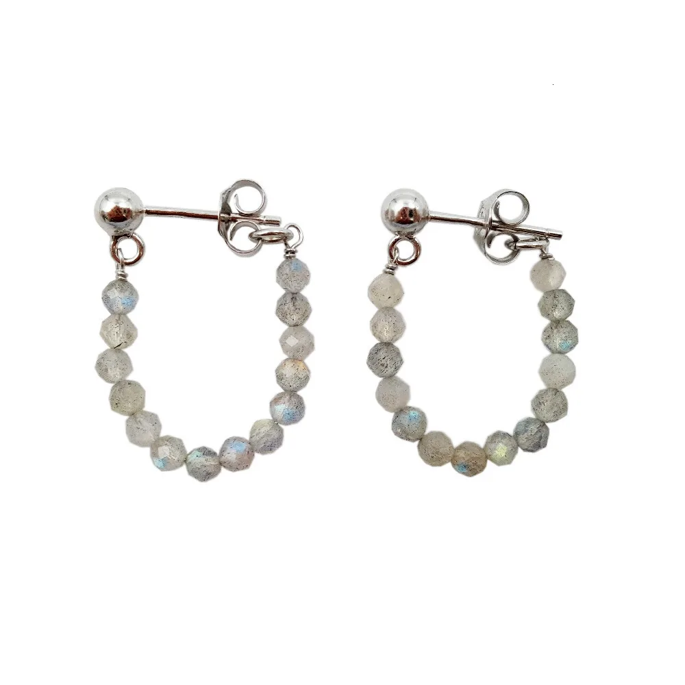 Lily ювелирные изделия из настоящего камня Лабрадорит 3 мм граненые бусины 925 пробы серебряные серьги-гвоздики ручной работы Прямая поставка