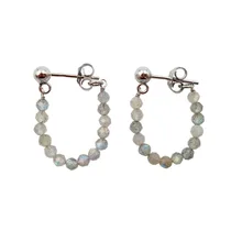 Lily ювелирные изделия из настоящего камня Лабрадорит 3 мм граненые бусины 925 пробы серебряные серьги-гвоздики ручной работы Прямая поставка