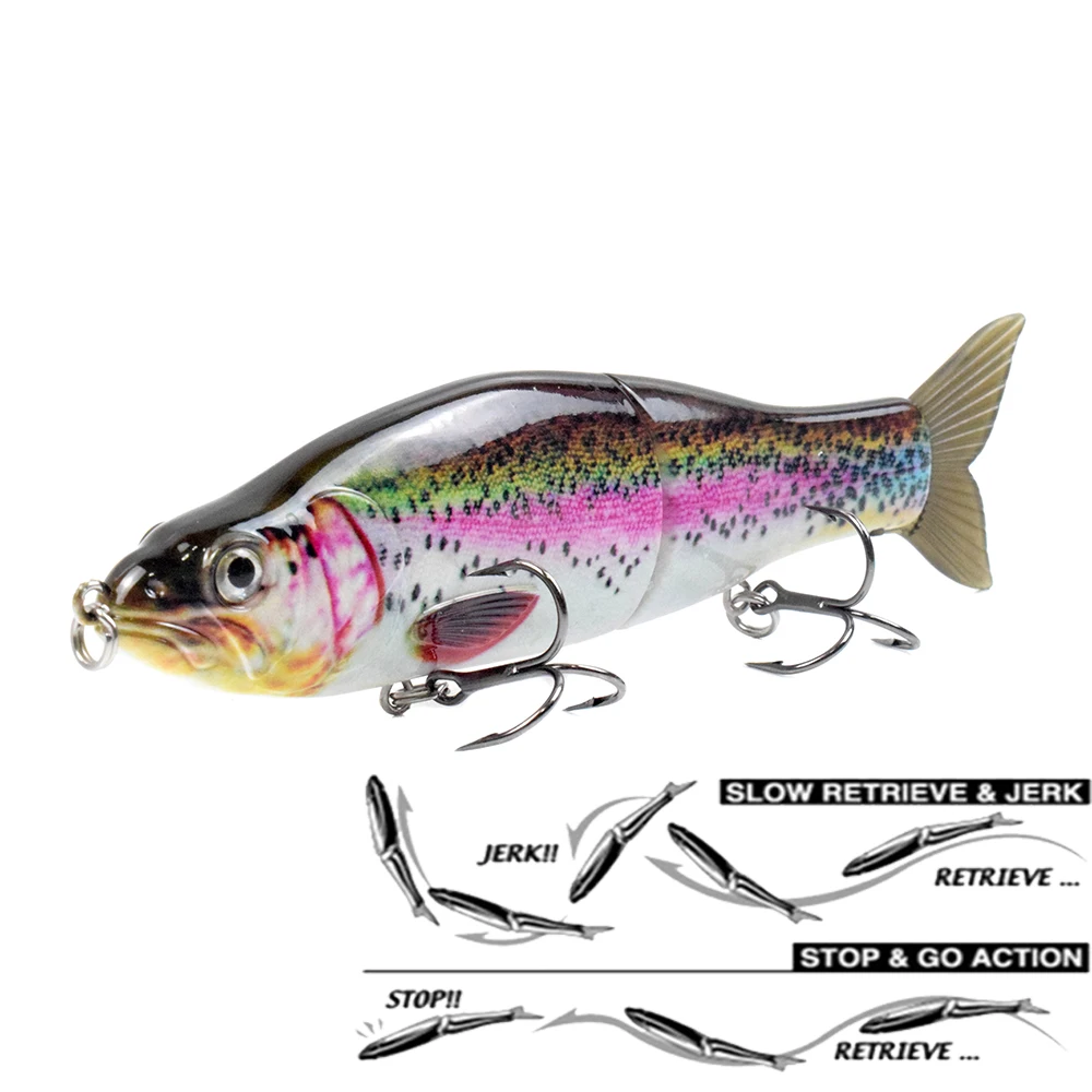 165MM 56G Hard Jointed Glide Bait Fishing Lures Floating 3D Eyes Sharp Hooks Slide Swimbait For Piceus Bass Herring Soft Tail
