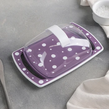 

Butter dish "Peas", color white-violet