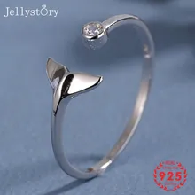 Jellystory модное циркониевое кольцо русалки 925 пробы Серебряное регулируемое Открытое кольцо корейский стиль обручальное кольцо
