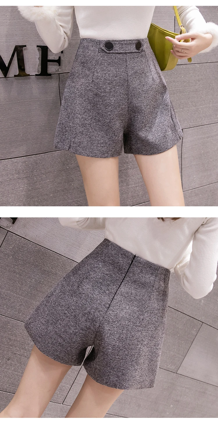 2019 осень зима новые женские шерстяные шорты корейский стиль с высокой талией шерстяные шорты повседневные женские ботинки шорты