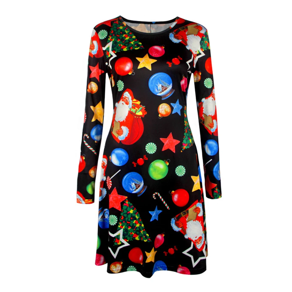 S 5XL Large Size Winter Women Dresses Casual Cute Printed Christmas Dress Casual 2019 Loose Party Short Dress Plus Size Vestidos-in Dresses from Women's Clothing on Aliexpress.com _ Alibaba Group - 3
