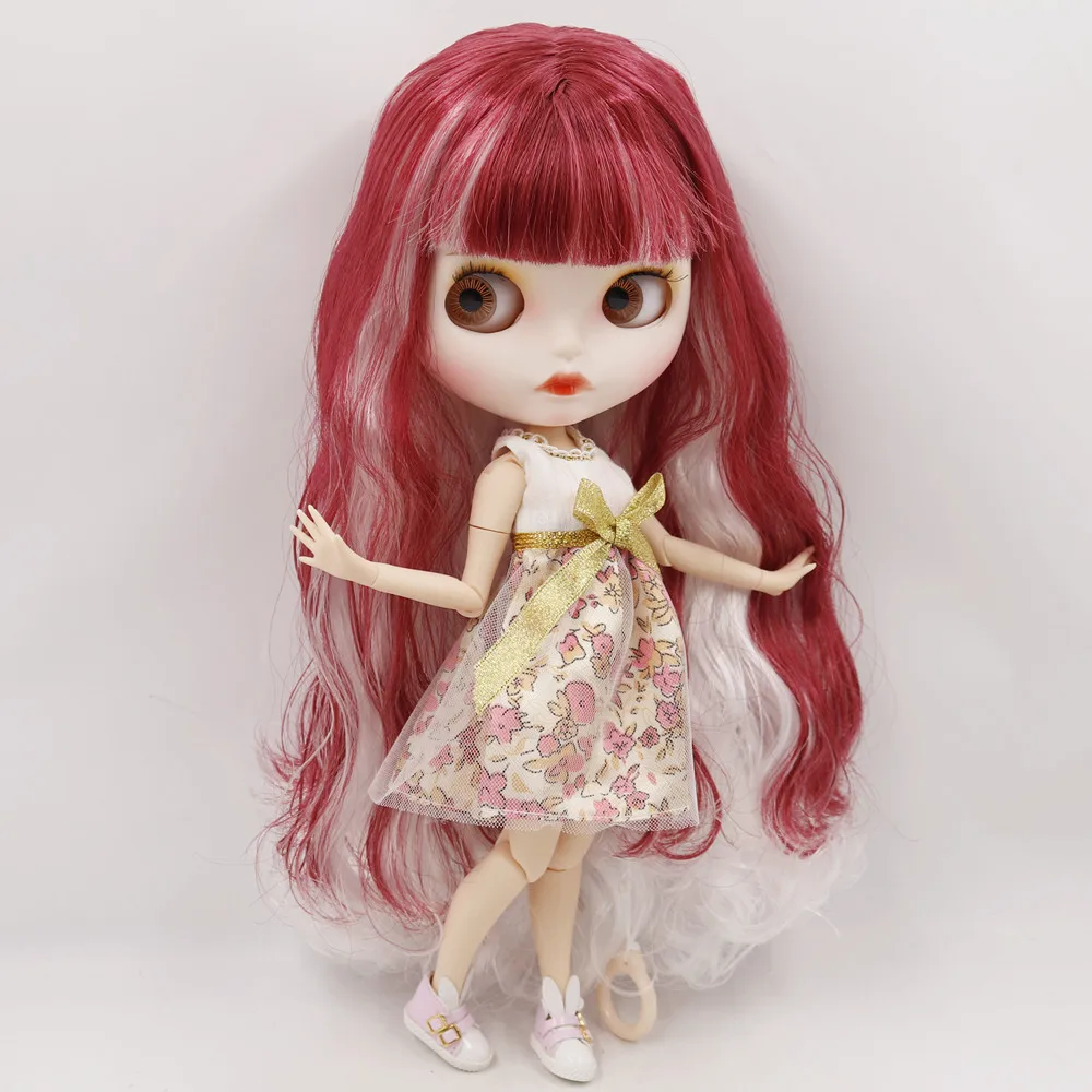 ICY DBS Blyth Puppe Für Keine. BL136/2436 rot mix weißen haar Geschnitzt lippen Matte gesicht mit augenbrauen Joint körper 1/6 BJD – Detail 2