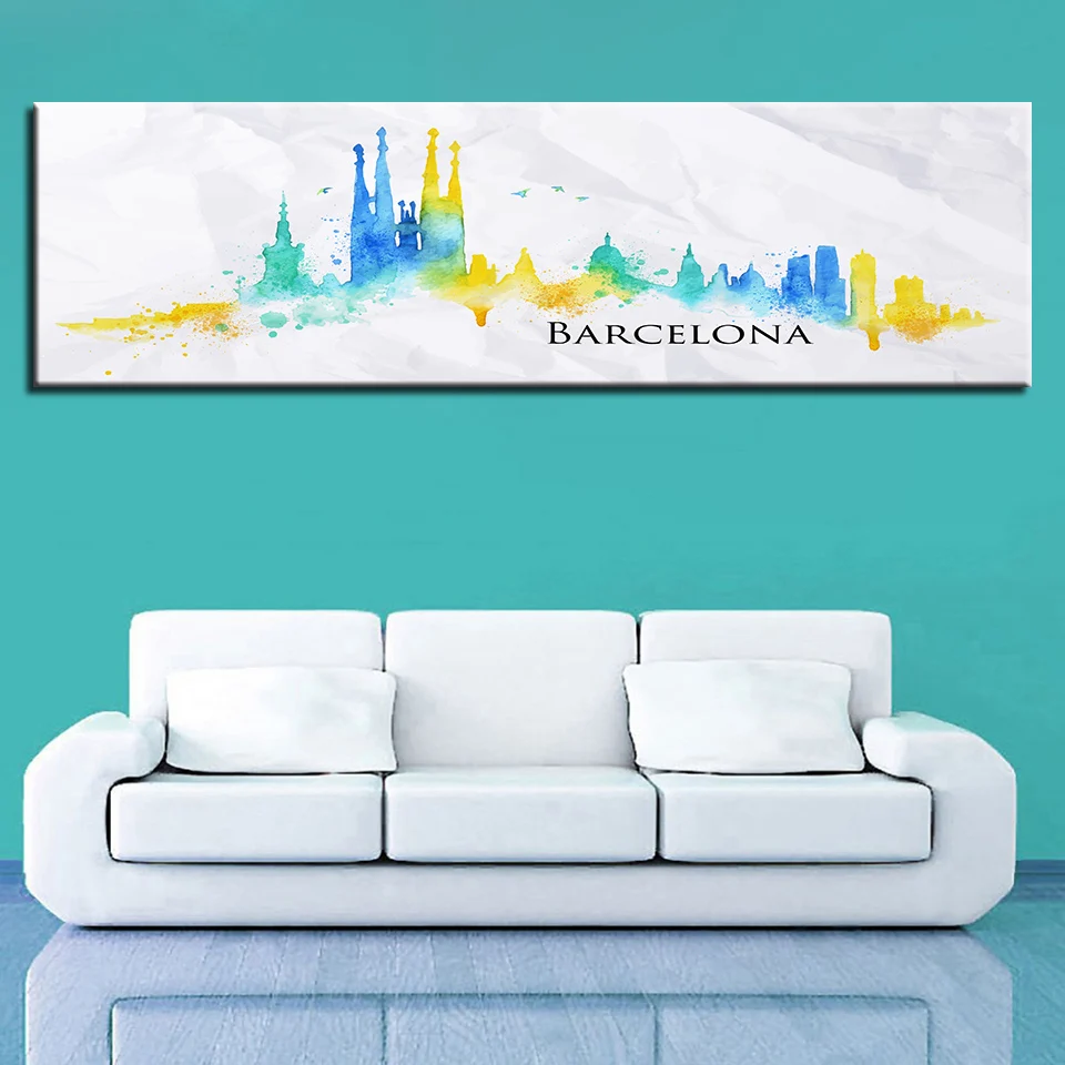 

Nordic HD Prints Home Decor 1 Pieces Building Wall Art Living Room Modular Pictures Artwork Watercolor Poster Canvas Painting