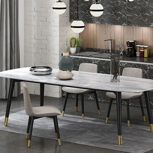 Table A Manger Rectangulaire Moderne De Dessus En Marbre De Nature