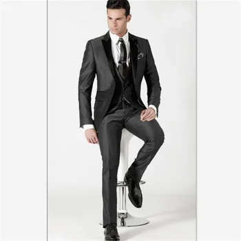 

New Classic Men’s Suit Smolking Noivo Terno Slim Fit Easculino Evening Suits For Men Custom Made Gray Tuxedo Groom Formal weddi