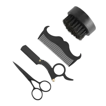 

Men's Beard Shaping Kit Shaving Brush Comb Scissor Set Barber Brush Bristle Shaving Brush Set