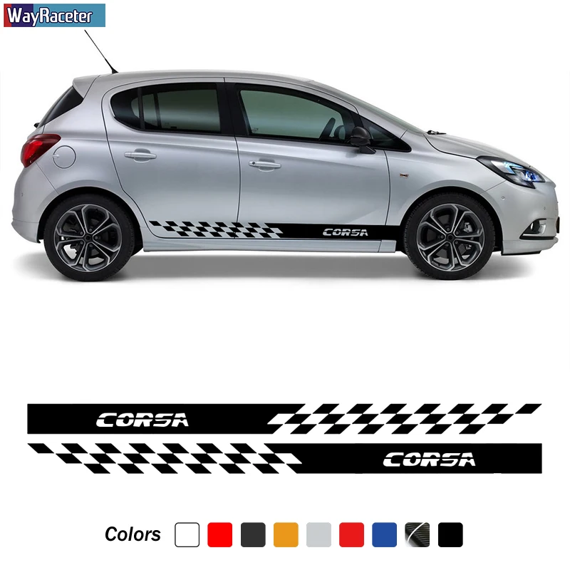 2 Pcs Car Door Side Stripes Skirt Sticker Racing Sport Graphics Vinyl Decal For Opel Corsa C D E F Accessories | Автомобили и