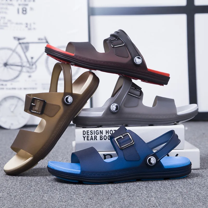 

Viet Nam Slipper Men Lazy Dual Purpose Outdoor Sandals Fashion Buckle Peep-Toe Slipper Summer Driving MEN'S SHOES