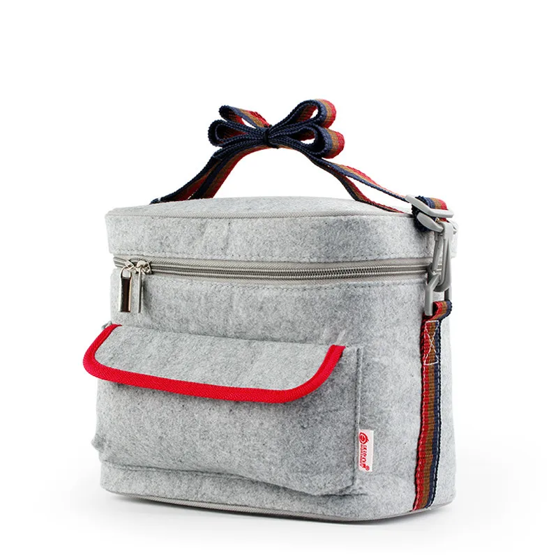 

Portable Thermal Lunch Bag Chinese Square Felt Tinfoil Lunch Box Bags Tote Women Kids Camping Picnic Bento Box Bag