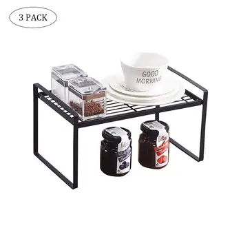 

4pcs/lot Iron Counter Shelf Rack Organizer Houseware Expandable Stackable Kitchen Cabinet Storage Shelf Holder