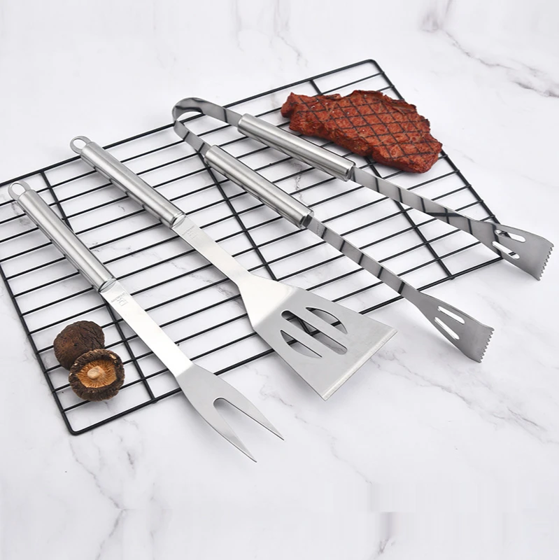 

PALONE Grill Accessories Extra Thick Stainless Steel BBQ Utensils 3 Pieces Barbecue Tools with Case - Spatula, Fork, Tong
