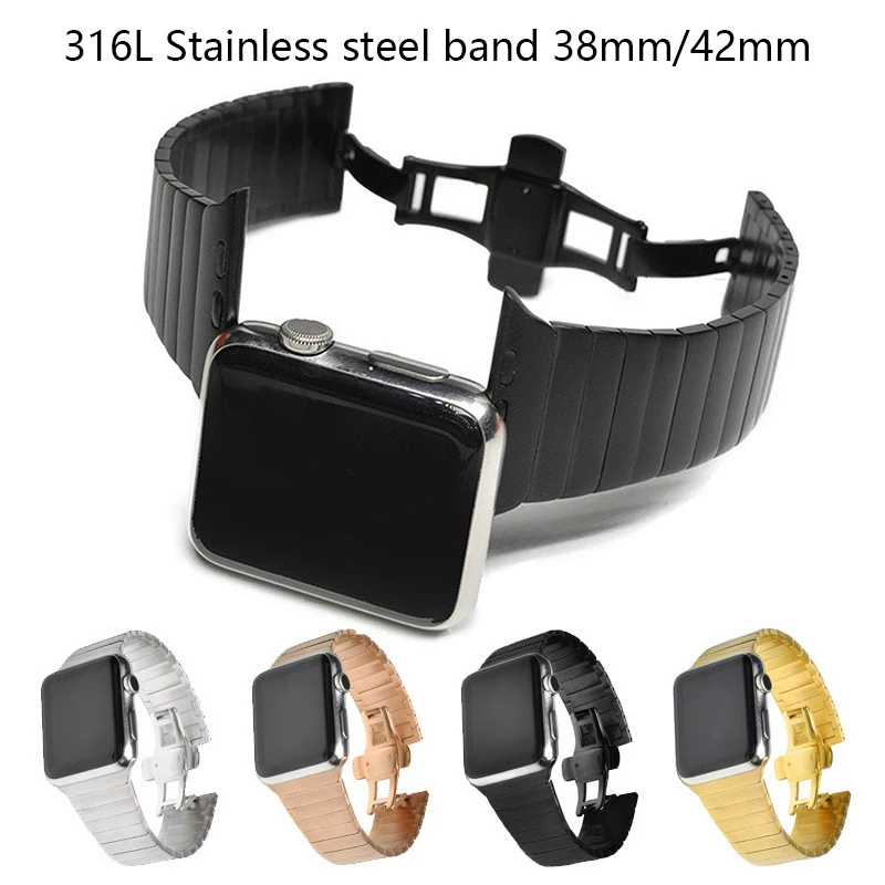 Stainless Steel bracelet for Apple watch band 44 mm 40mm 42mm 38mm Luxury link band for iwatch series 5 4 3 2 1 316L Accessories