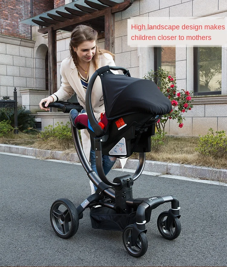 Luxury High View Multifunctional Baby Stroller 3 in 1 with Car Seat Travel System Portable Folding Four Wheels Newborn Pram
