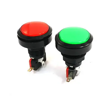 

2Pcs 1.4" Cap Momentary SPST Red Green Lamp Push Button Switch for Game Machine