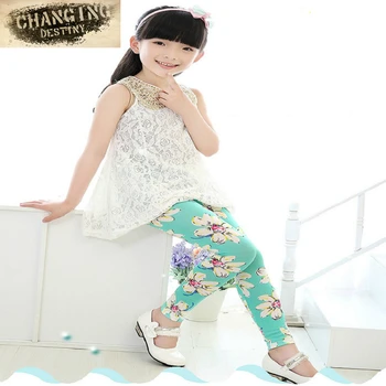 

Fashion 3 - 8 Years Old Girls Pant Printing Flower Children Pants for Spring Autumn Summer Kids Leggings Skinny Girls Leggings