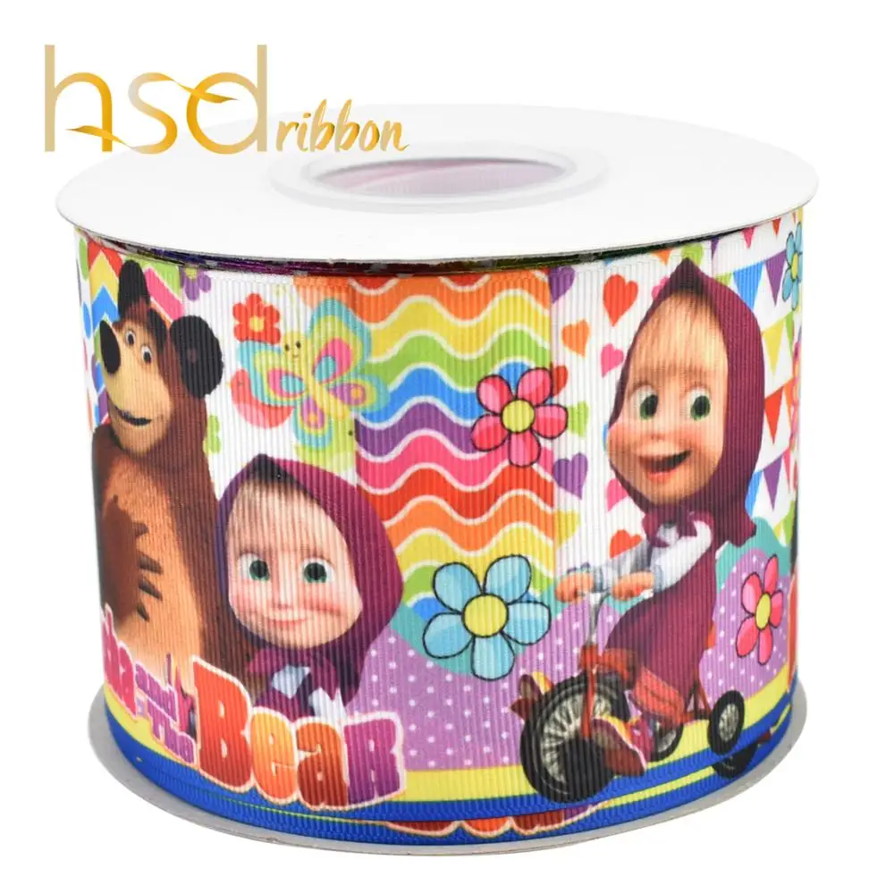 HSDRibbon мультфильм Стиль 38 мм 50 мм 75 мм теплопередача напечатаны на Grosgrain ленты