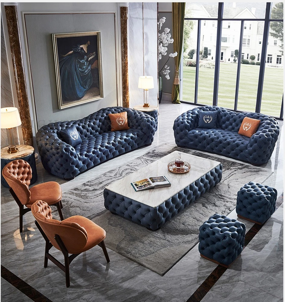 Роскошные Высокое качество гостиная мебель для гостиной диван набор кожаный диван с деревянным каркасом