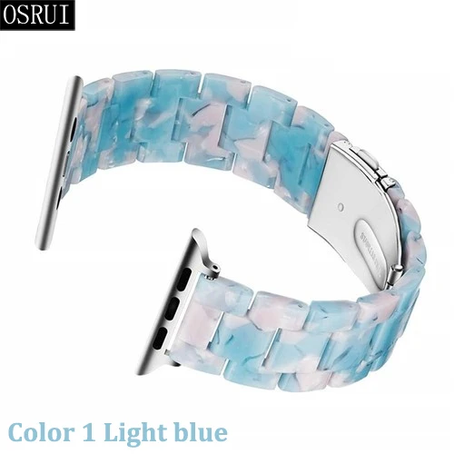 1 Light blue Ремешок из смолы для apple watch band 5 4 44 мм 40 мм correa 42 мм 38 мм iwatch 3 2 браслет ремень для pulseira аксессуары для apple watch - Цвет ремешка: 1 Light blue