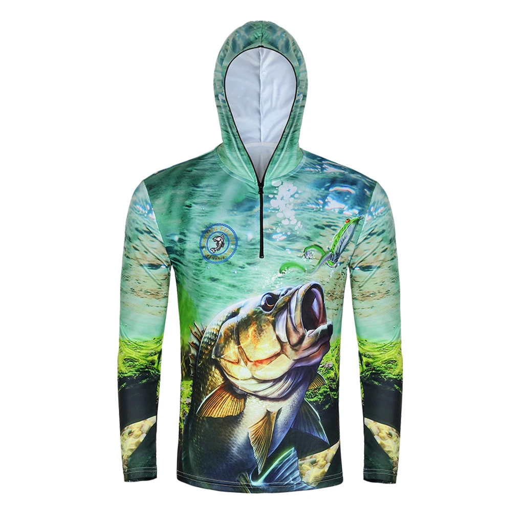 

Lightweight Fishing Hoodie Sun Protection T Shirt Quick Dry Breathable with Zip Up Collar for Drifting Camping