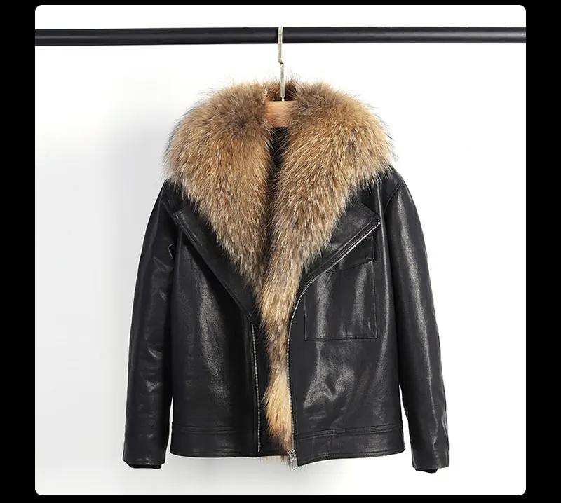 Novmoop/шикарный стиль, зимний теплый пуховик со съемной подкладкой, Женская леопардовая куртка с меховым воротником из овчины, пальто chamarras de mujer LT2826