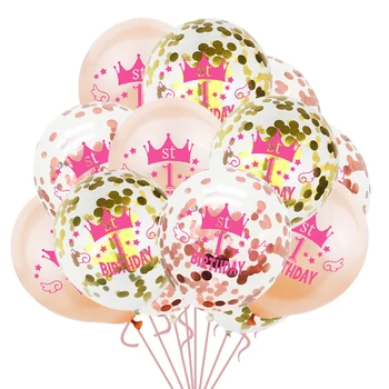 

ZLJQ 1st Birthday 2nd 3rd Balloons Boy Girl Latex Balloons Confetti My 1 First Birthday Party Decoration Kids Birthday Balloon