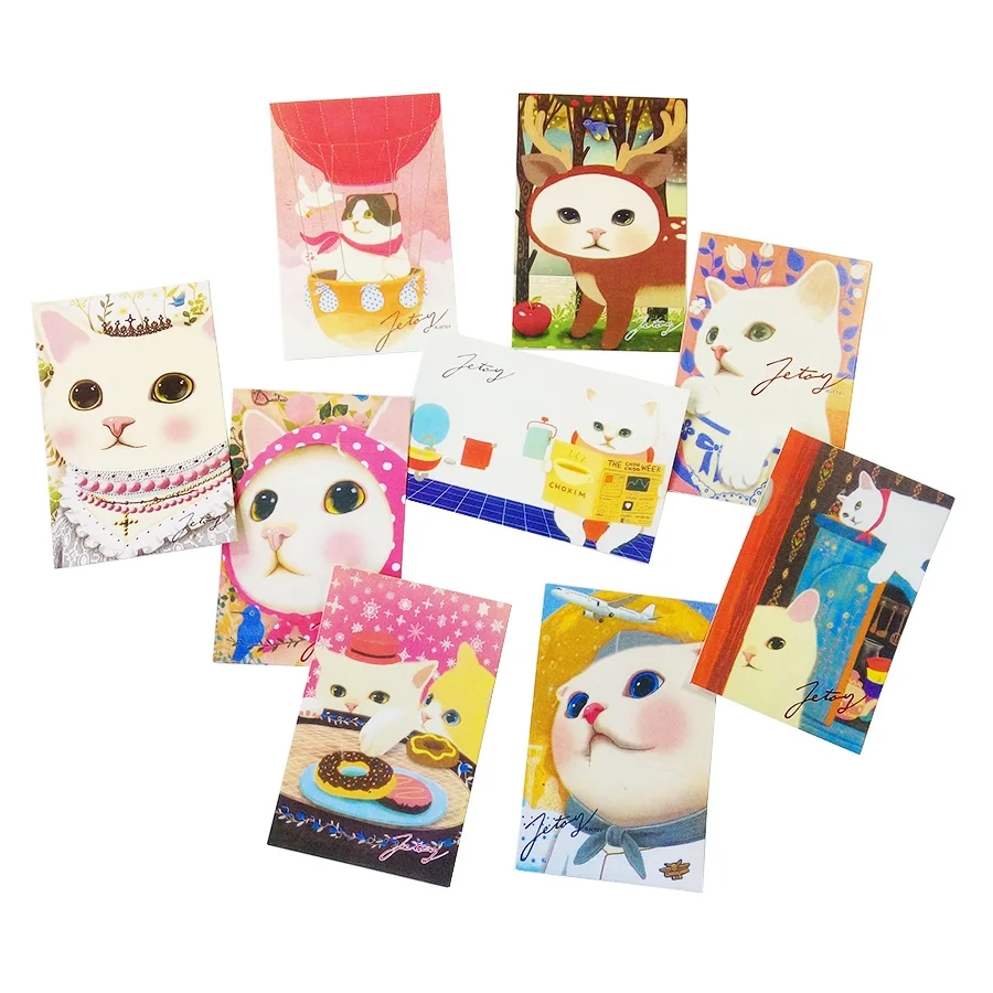 

50pcs/lot Students DIY Kawaii And Cute Cat Birthday Card Gift Cards Stationery DIY Life Paper Mini Postcard For Happy New Years