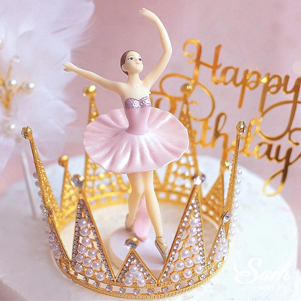 Hot Ballet Girls Cake Topper Dancing Girl Doll Decor Wedding Birthday Cake Decor Baby Girl 1St Favor Happy Birthday Party Decor
