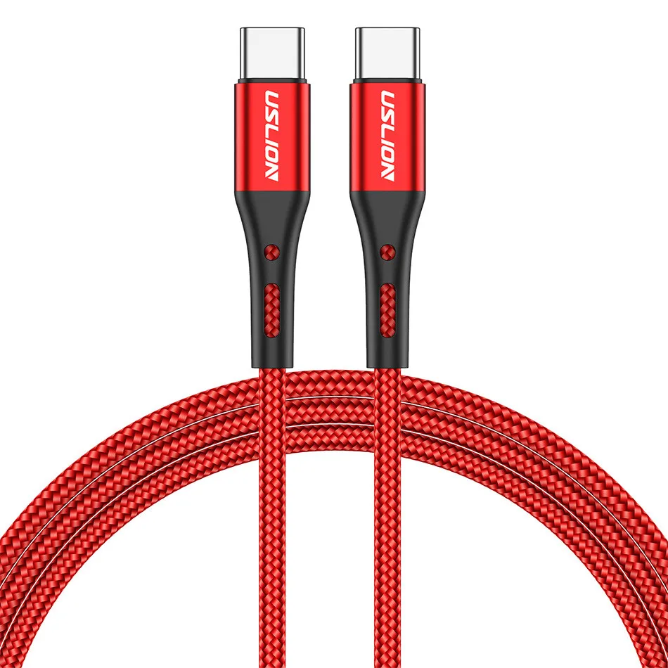 USLION 60 Вт usb type C To C кабель 3A кабель для передачи данных для samsung huawei Xiaomi для MacBook поддержка PD QC3.0 Быстрая зарядка для USB-C