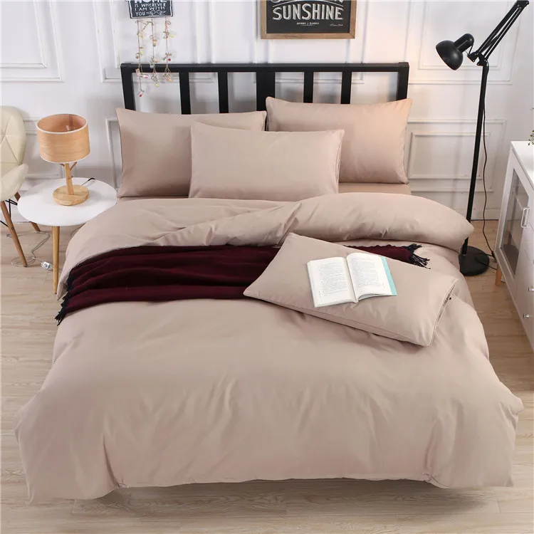 JDDTON Bedding Set New Classic Colorful 5 Size Solid Color Bed Linings Duvet Pillowcases Cover Bed Sheet Cover Set BE003