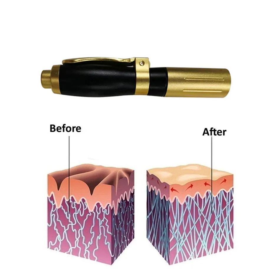 2 в 1 мезо пистолет для инъекций гиалуроновая ручка 0,3 мл и 0,5 мл головка Золотая гиалурониковая кислота ручка губа наполнитель инжектор неинвазивный ингалятор