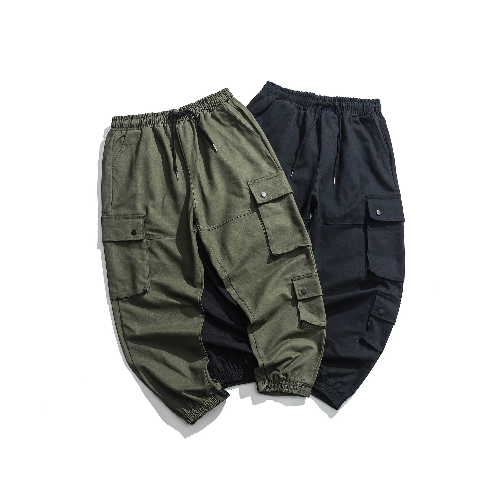 

City Where the Product Foot Mouth Velcro Bib Overall Ankle Banded Pants Men's Fashion MEN'S Pants Casual Men Capri Pants