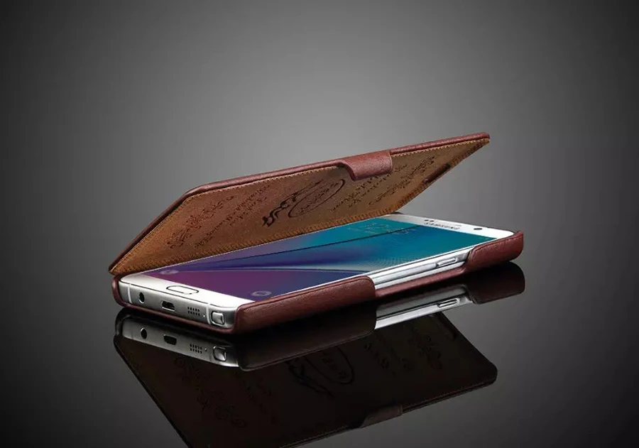 Новый 100% натуральная кожа флип чехол для Samsung Галактика Note5 брендовая