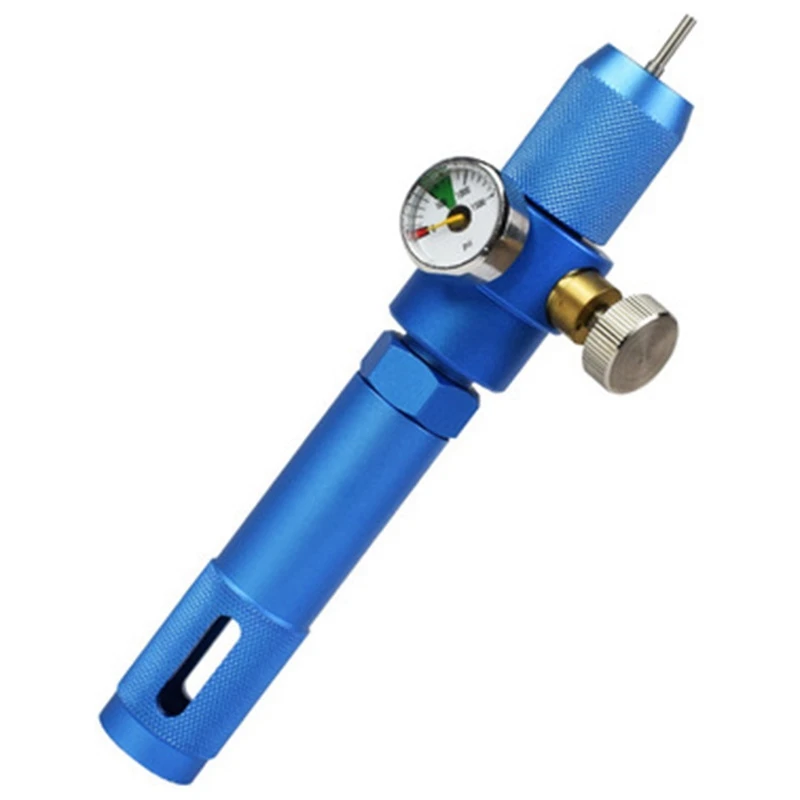 Портативный Co2 12 г цилиндр специальный насос с манометром функция регулировки регулируемый портативный Co2 дополнение с прессом - Цвет: Blue