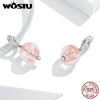 

Glass Beads WOSTU 100% 925 Sterling Silver Misty Rose Murano Glass Beads Charms fit DIY Bracelet Jewelry Making FIC1496