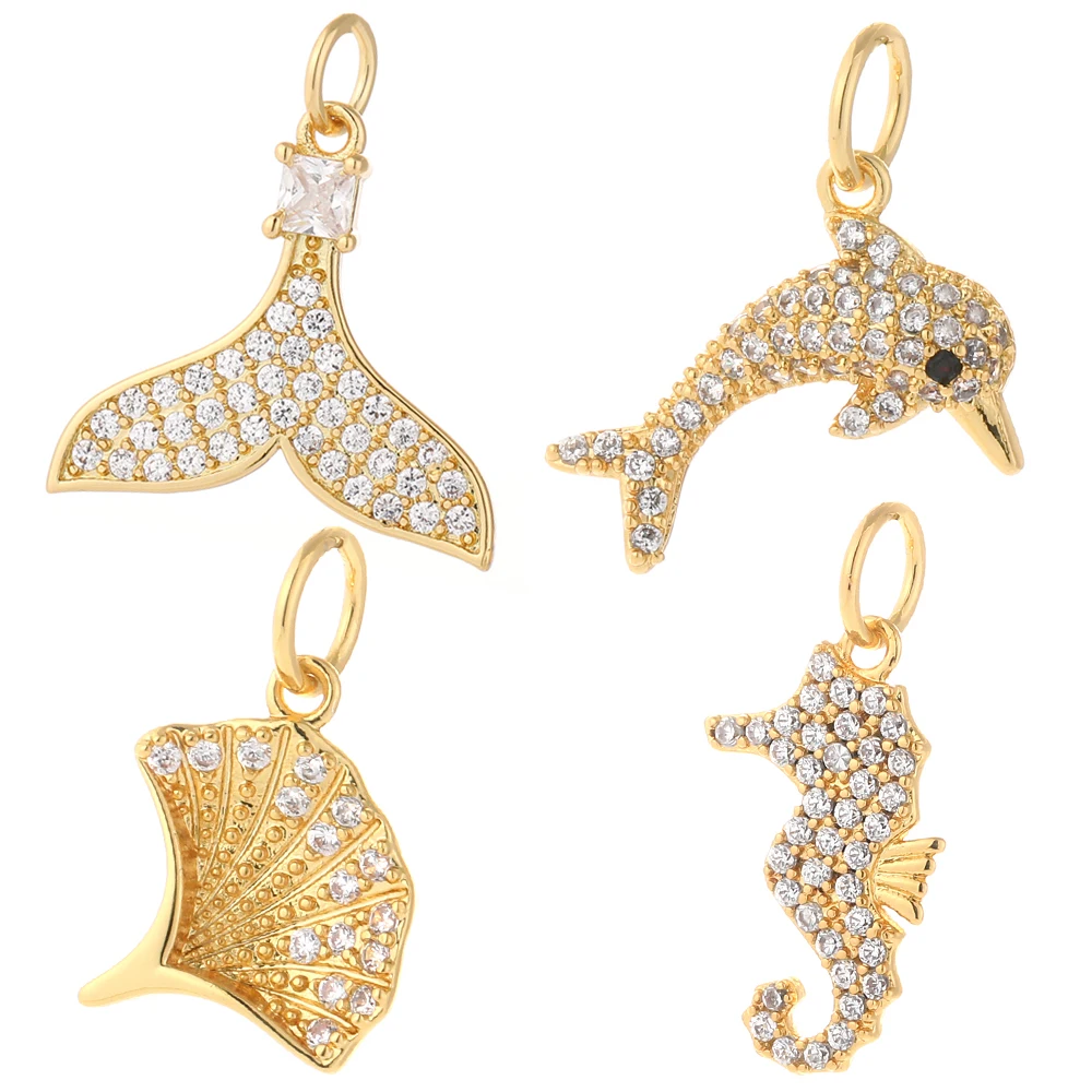 Очаровательные шармы для изготовления ювелирных изделий золотые животные рыба