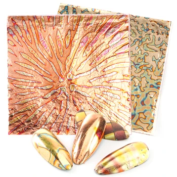 

24pc Bronze Gold Metal Style Nail Art Sticker Foil Full Wraps Tips Starry Star Paper Transfer Decal Nail Art Decoration TR1546-1