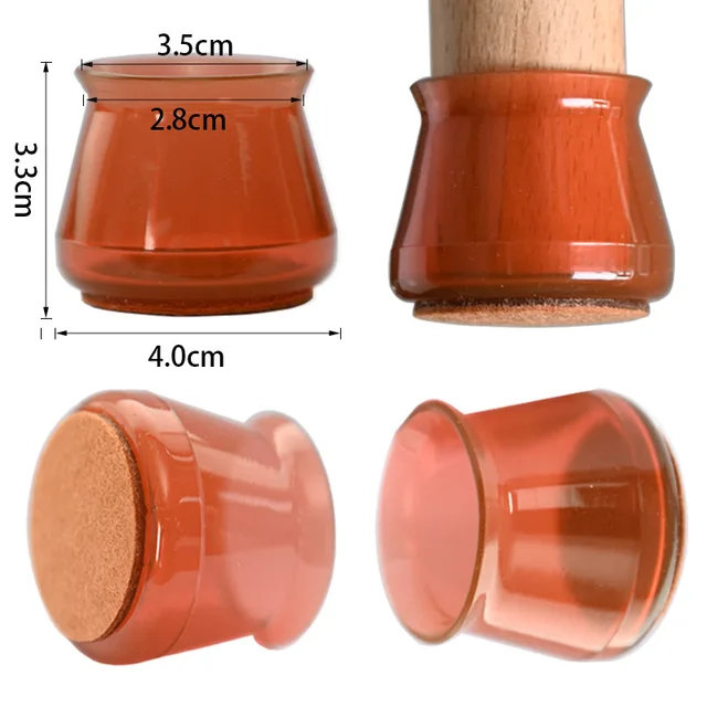 24pcs Silicon Chair Leg Covers Felt Bottom Soft Silicone Furniture Foot Protector Pads Anti-slip Table Legs Floor Protection Mat Iucid Brown 24pcs