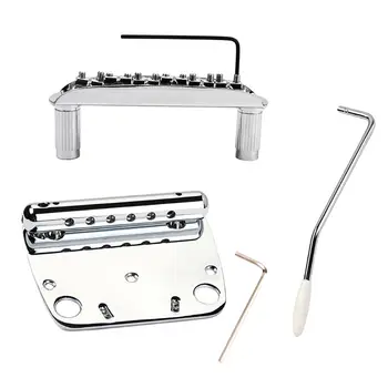 

4 Pcs/set 6-string Chrome Hard-tail Fixed Bridge Set with Wrench for Electric Guitar Replacement Parts 27RD