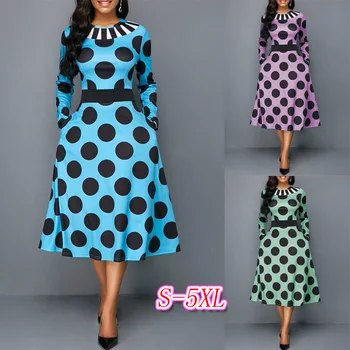 

pleated dress polka dot streetwear ladies dresses elegant blue african for women luxury harajuku fashion vestidos plus