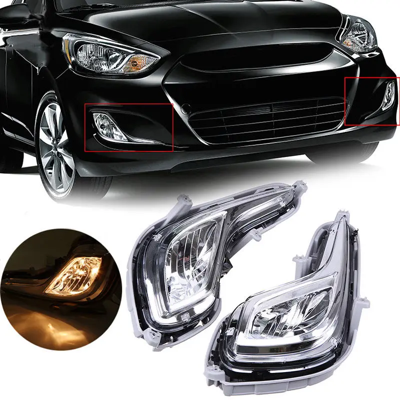 

92201-1R000 Fog Lights 2pcs Yellow Replacement Accessories Replaces Set For Hyundai Accent 2012-2014 Pack Left & Right