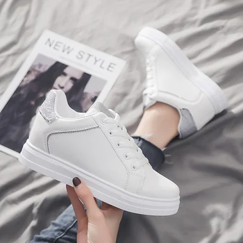 

new Women Casual Shoes High-top white Walking Lace Up Flat running Shoes Sneakers Women 2020 Feminino trainer Shoes