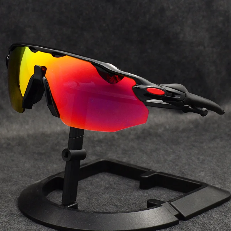 Новинка, 5 линз, очки для горного велосипеда, шоссейного велосипеда, мужские, женские, UV400, очки для езды на велосипеде, спортивные, HD, поляризационные, MTB, велосипедные солнцезащитные очки - Цвет: Red Black