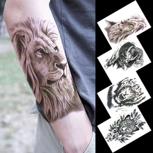 Водостойкая временная татуировка наклейка лев тигр Волк Дракон животные тату флэш-тату поддельные татуировки для детей мужчин и женщин